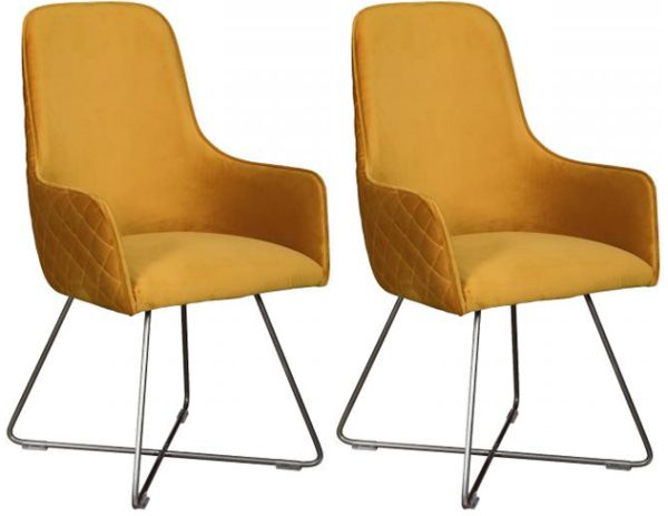 Pair of Carlton Furniture Utah Chairs Plush Mustard | Shackletons