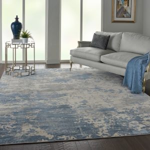 Nourison Rugs Rustic Textures Rectanglular RUS08 Rug in Grey Blue 32m x 24m | Shackletons