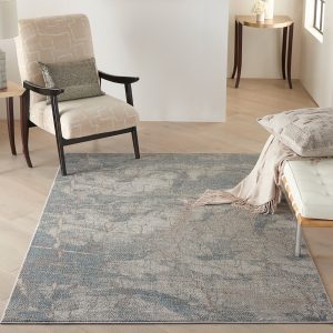 Nourison Rugs Rustic Textures Rectanglular RUS15 Rug in Grey Blue 22m x 16m | Shackletons