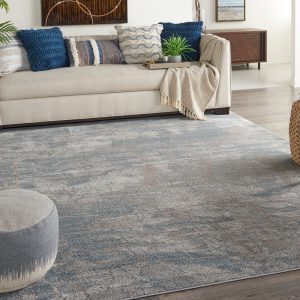 Nourison Rugs Rustic Textures Rectanglular RUS15 Rug in Grey Blue 32m x 24m | Shackletons