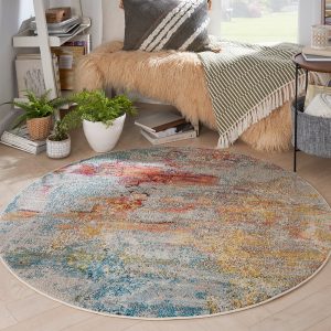 Nourison Rugs Celestial Round Rug 16m x 16m in Sealife | Shackletons