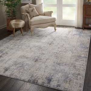 Nourison Rugs Rustic Textures Rectanglular RUS01 Rug in Grey Beige 39m x 28m | Shackletons