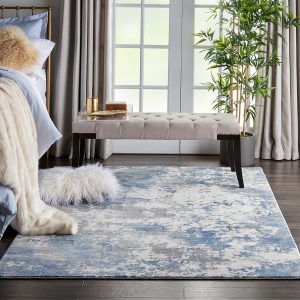 Nourison Rugs Rustic Textures Rectanglular RUS08 Rug in Grey Blue 22m x 16m | Shackletons