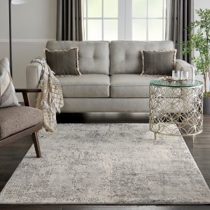 Nourison Rugs Rustic Textures Rectanglular RUS07 Rug in Grey Beige 18m x 12m | Shackletons