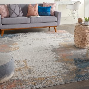 Nourison Rugs Rustic Textures Rectanglular RUS13 Rug in Grey Blue 32m x 24m | Shackletons