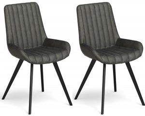 Corndell Furniture Pair of Monica Dining Chairs- Charcoal