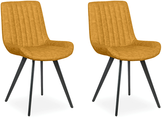 Corndell Furniture Pair of Monica Dining Chairs- Mustard