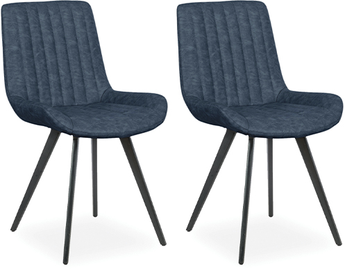 Corndell Furniture Pair of Monica Dining Chairs- Dark Blue