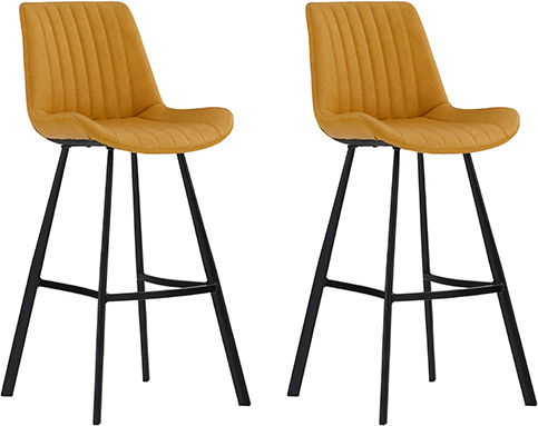 Corndell Furniture Pair of Monica Bar Chairs- Mustard