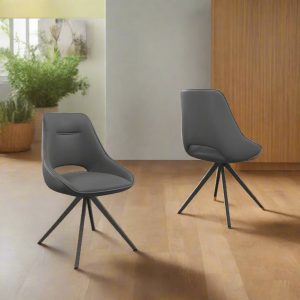 Set of 2 Torelli Cerutti Swivel Dining Chairs in Grey | Shackletons