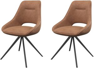 Set of 2 Torelli Cerutti Swivel Dining Chairs in Tan | Shackletons
