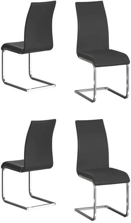 Set of 4 Torelli Paolo Leather Effect Dining Chairs in Black