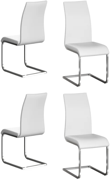 Set of 4 Torelli Paolo Leather Effect Dining Chairs in White