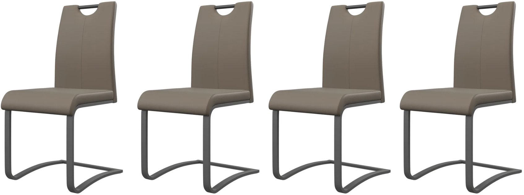 Set of 4 Torelli Gabi Leather Effect Dining Chairs with Grey Frame in Taupe