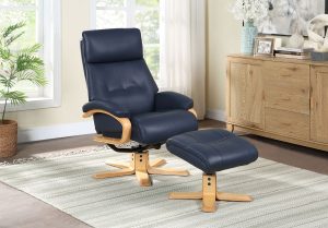 Global Furniture Alliance Vienna Chair in Navy Leather | Shackletons