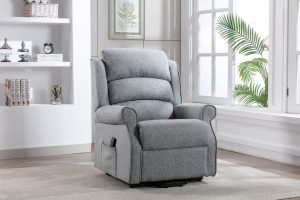 Andover Riser Recliner Chair in Grey Fabric | Shackletons