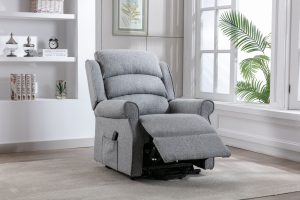 Andover Riser Recliner Chair in Grey Fabric | Shackletons