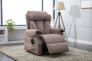 Global Furniture Alliance Denmark Riser Recliner Chair in Brushstroke Mocha Fabric | Shackletons