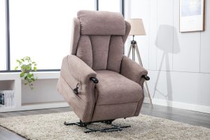 Global Furniture Alliance Denmark Riser Recliner Chair in Brushstroke Mocha Fabric | Shackletons