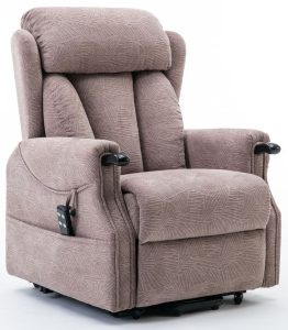 Denmark Riser Recliner Chair in Brushstroke Mocha Fabric | Shackletons