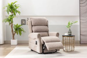 Luxembourg Riser Recliner Chair in Cha Cha Oat Fabric | Shackletons