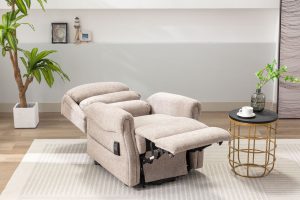 Luxembourg Riser Recliner Chair in Cha Cha Oat Fabric | Shackletons