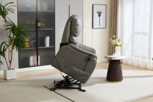 Normandy Riser Recliner Chair in Dark Grey Leather | Shackletons