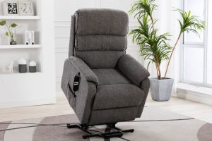 Valencia Riser Recliner Chair in Lisbon Grey Fabric | Shackletons