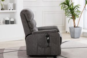 Valencia Riser Recliner Chair in Lisbon Grey Fabric | Shackletons