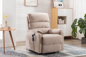 Valencia Riser Recliner Chair in Lisbon Wheat Fabric | Shackletons