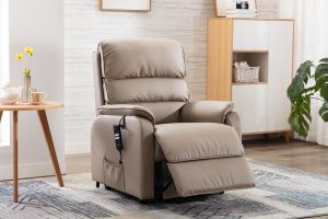 Global Furniture Alliance Valencia Riser Recliner Chair in Pebble Plush Fabric | Shackletons