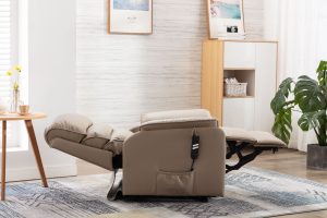 Valencia Riser Recliner Chair in Pebble Plush Fabric | Shackletons