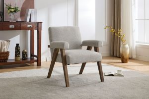 Global Furniture Alliance Leoni Acent Chair in Greige Fabric | Shackletons