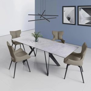 Torelli Murano Mid Grey Ceramic Extending Dining Table 180cm 260cm | Shackletons