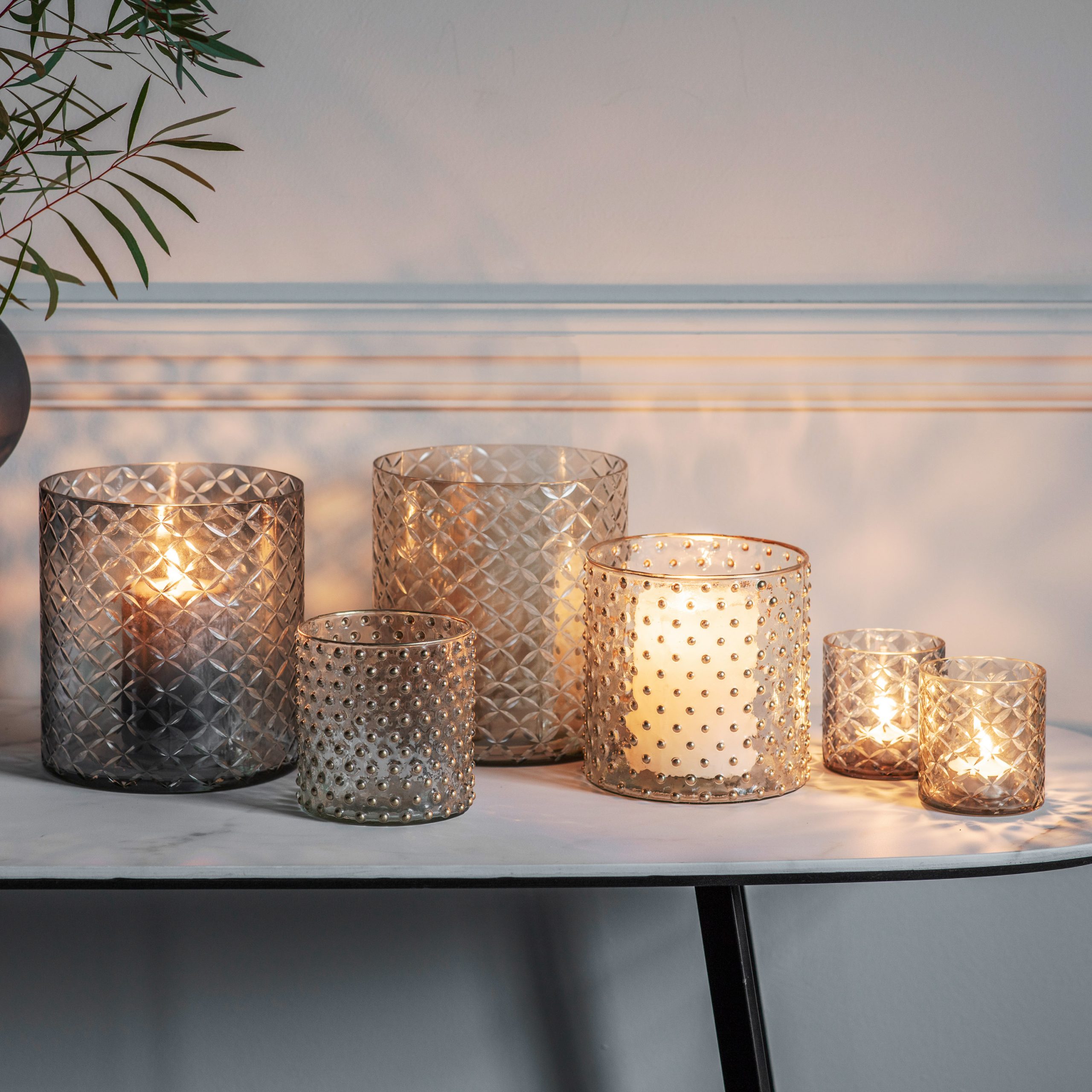 Gallery Direct Lorna Tealight Holder Grey (Pack of 2)