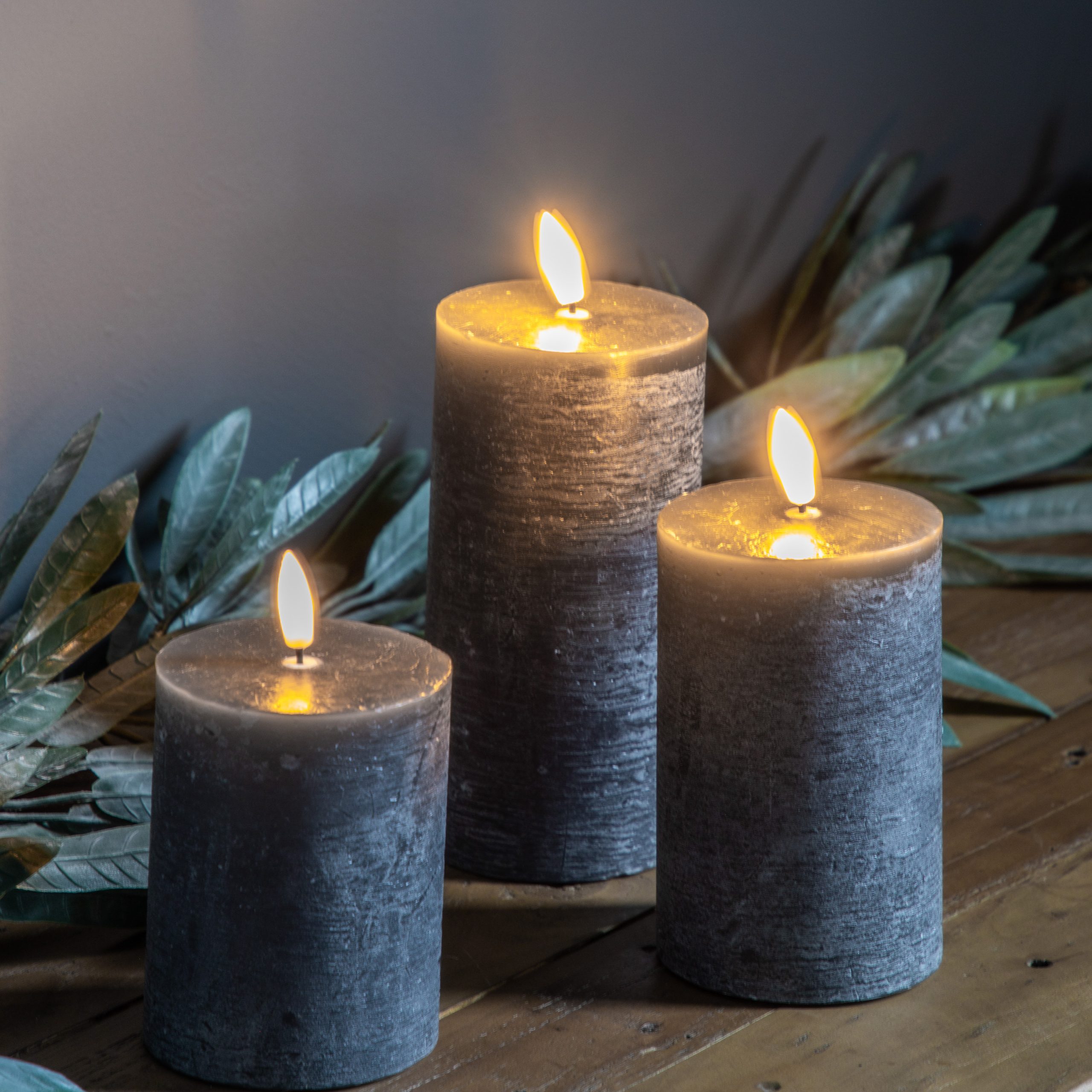 Gallery Direct LED Candle Rustic Slate (Set of 3)