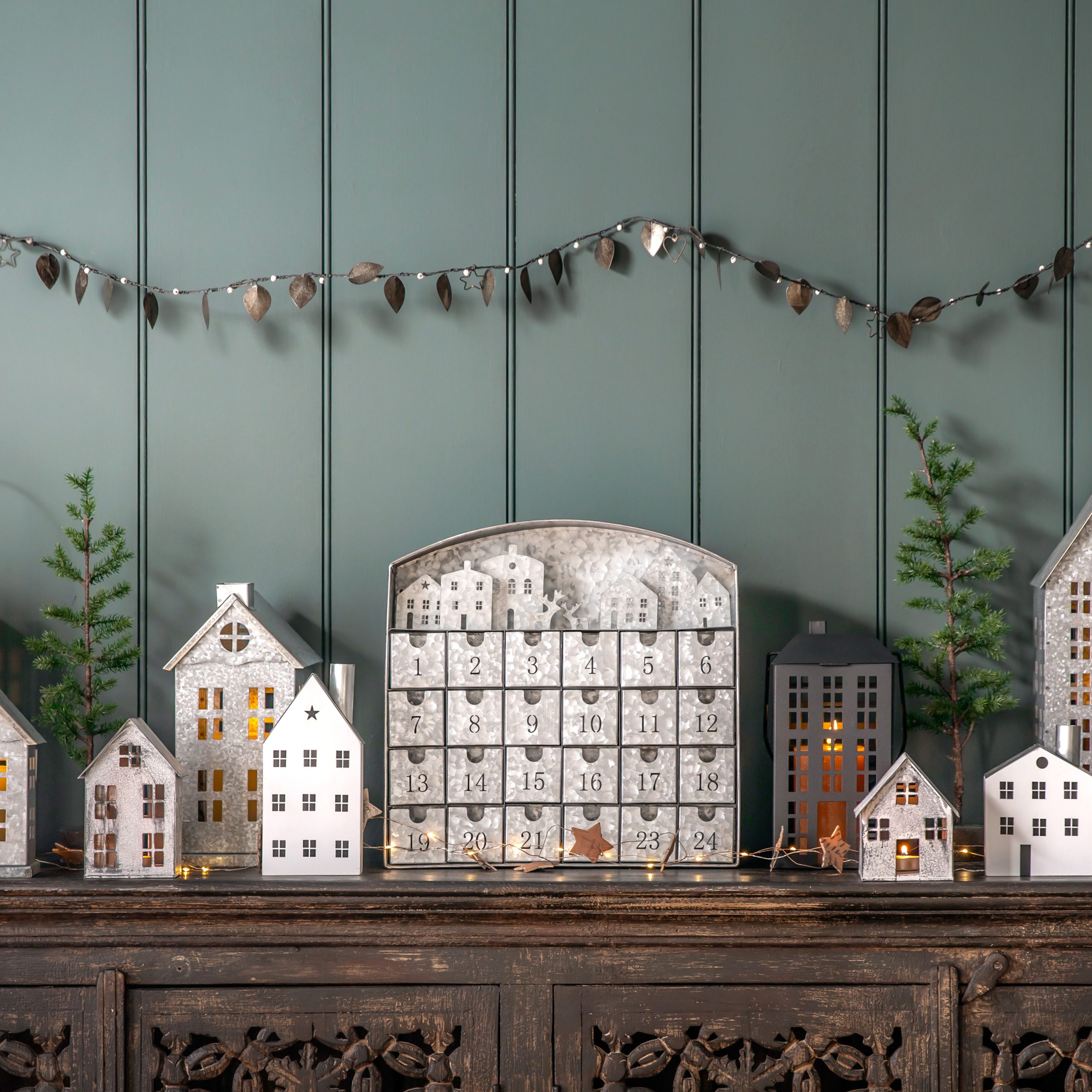 Gallery Direct House Scene Advent Calendar Metal