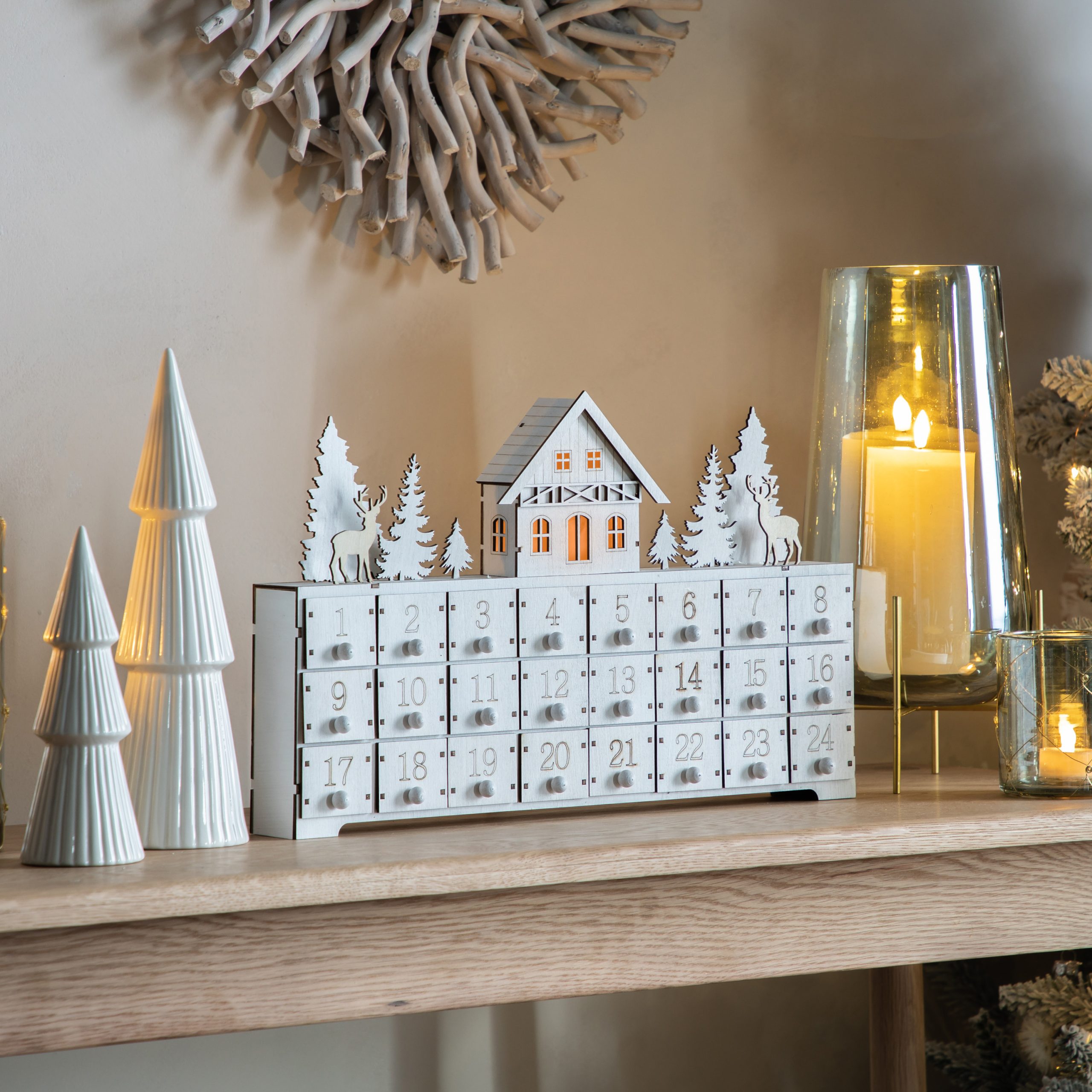 Gallery Direct Advent Calendar With LED White