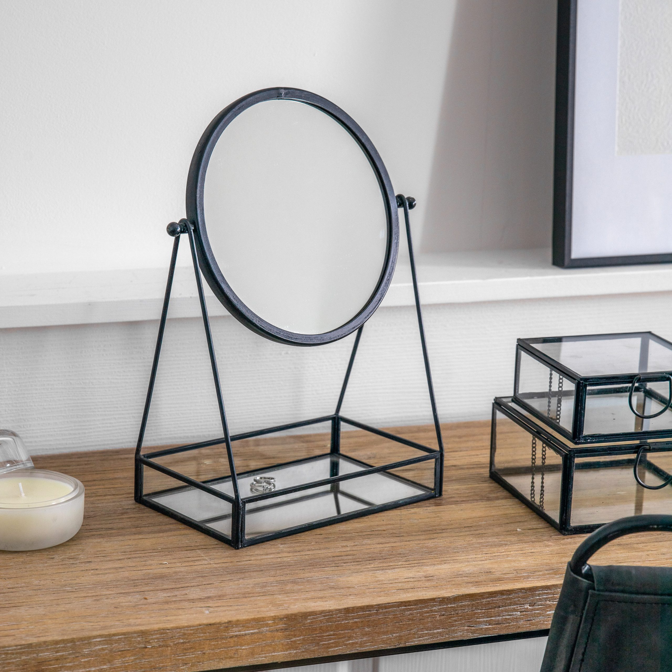 Gallery Direct Lara Desk Mirror with Tray Black