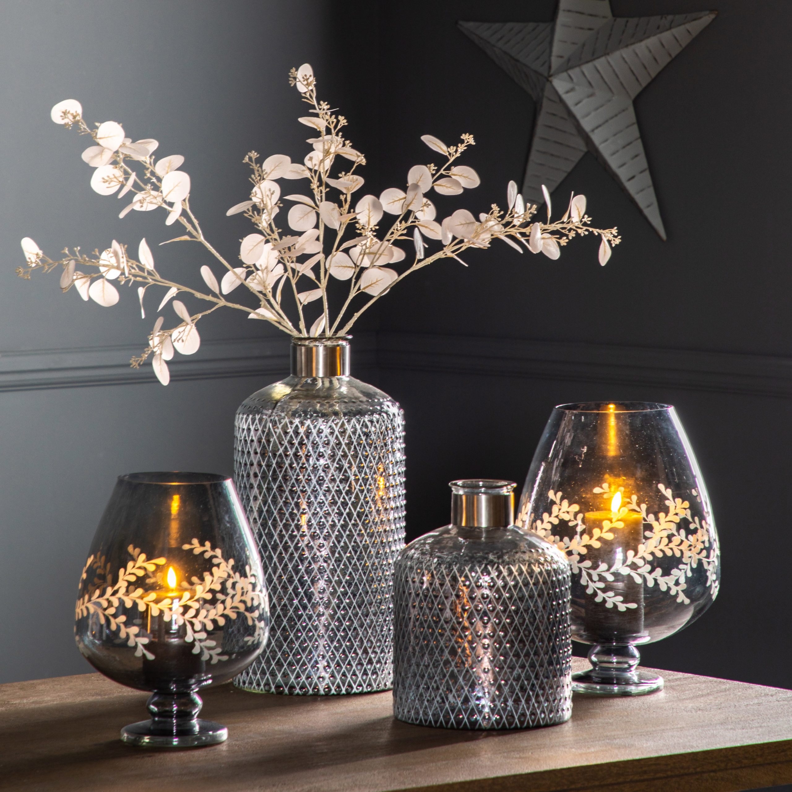 Gallery Direct Erica Vase Etched Grey Lustre