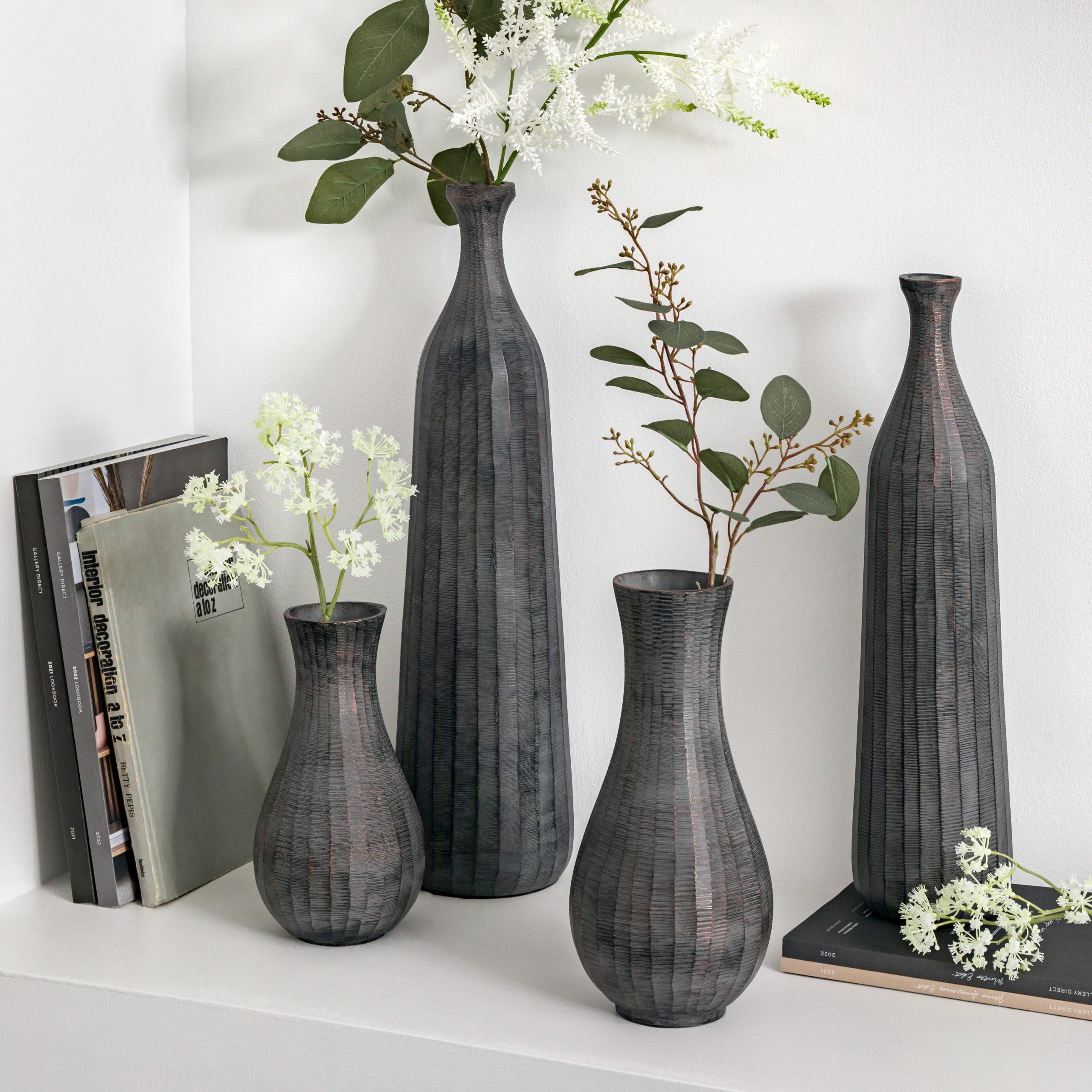 Gallery Direct Enya Fluted Vase Small Antique Grey