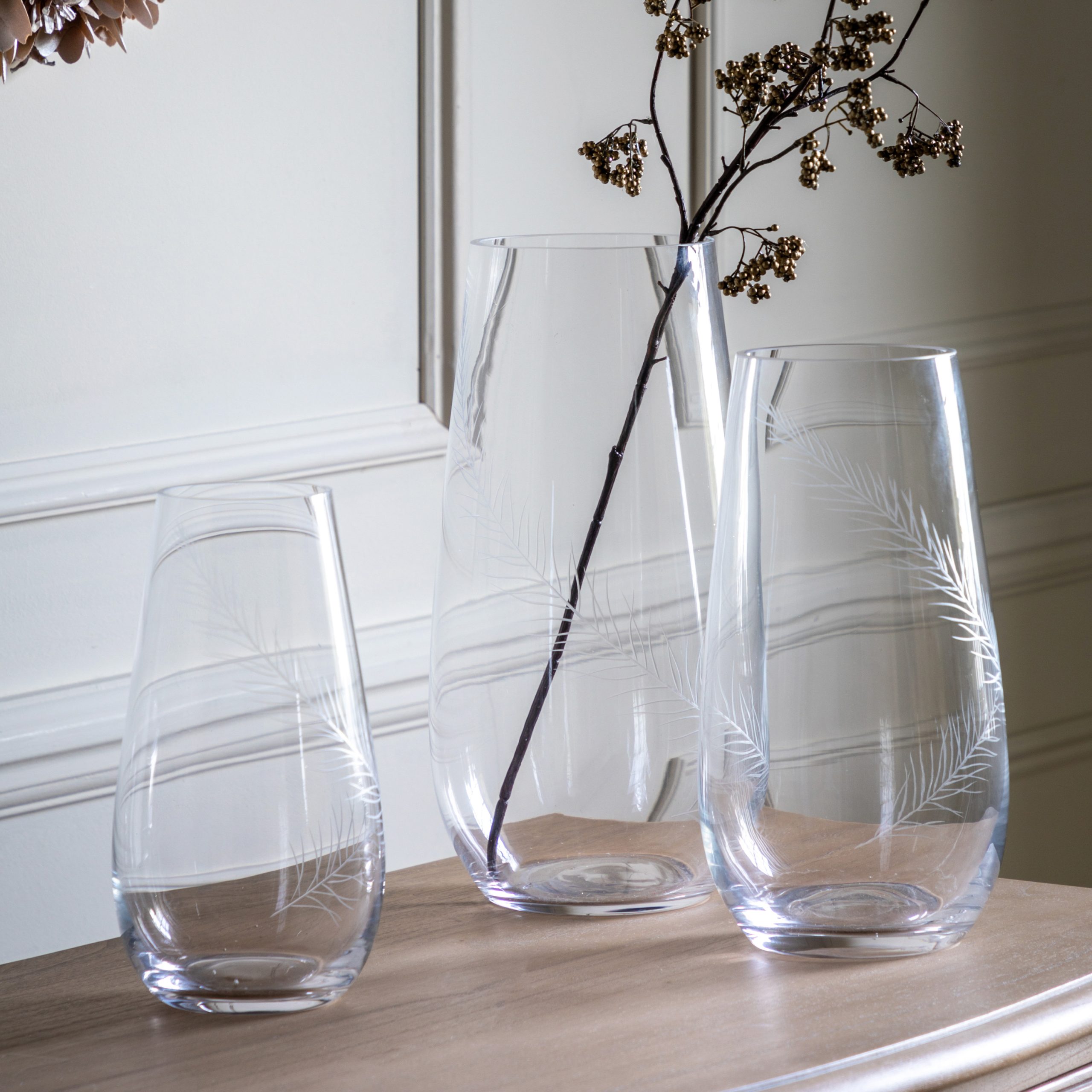 Gallery Direct Feather Vase Medium Clear