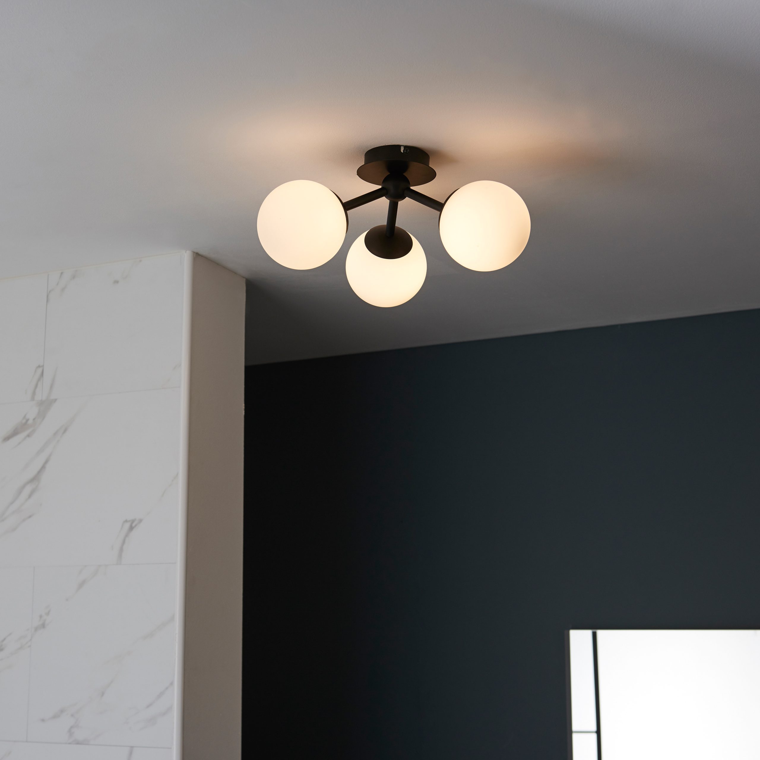 Gallery Direct Pulsa Bathroom 3 Ceiling Light Black 175x395mm