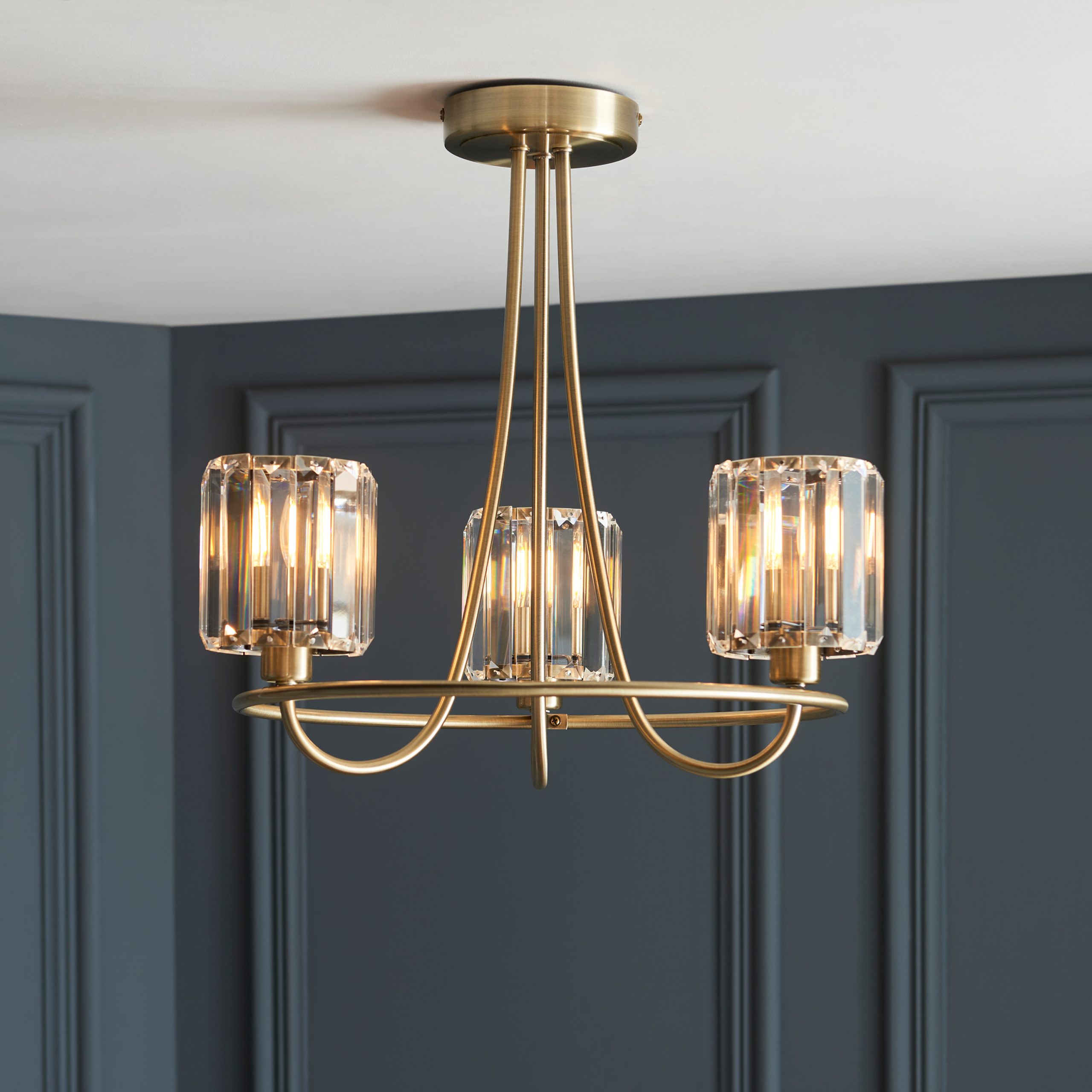 Gallery Direct Berenice 3 Ceiling Light Antique Brass