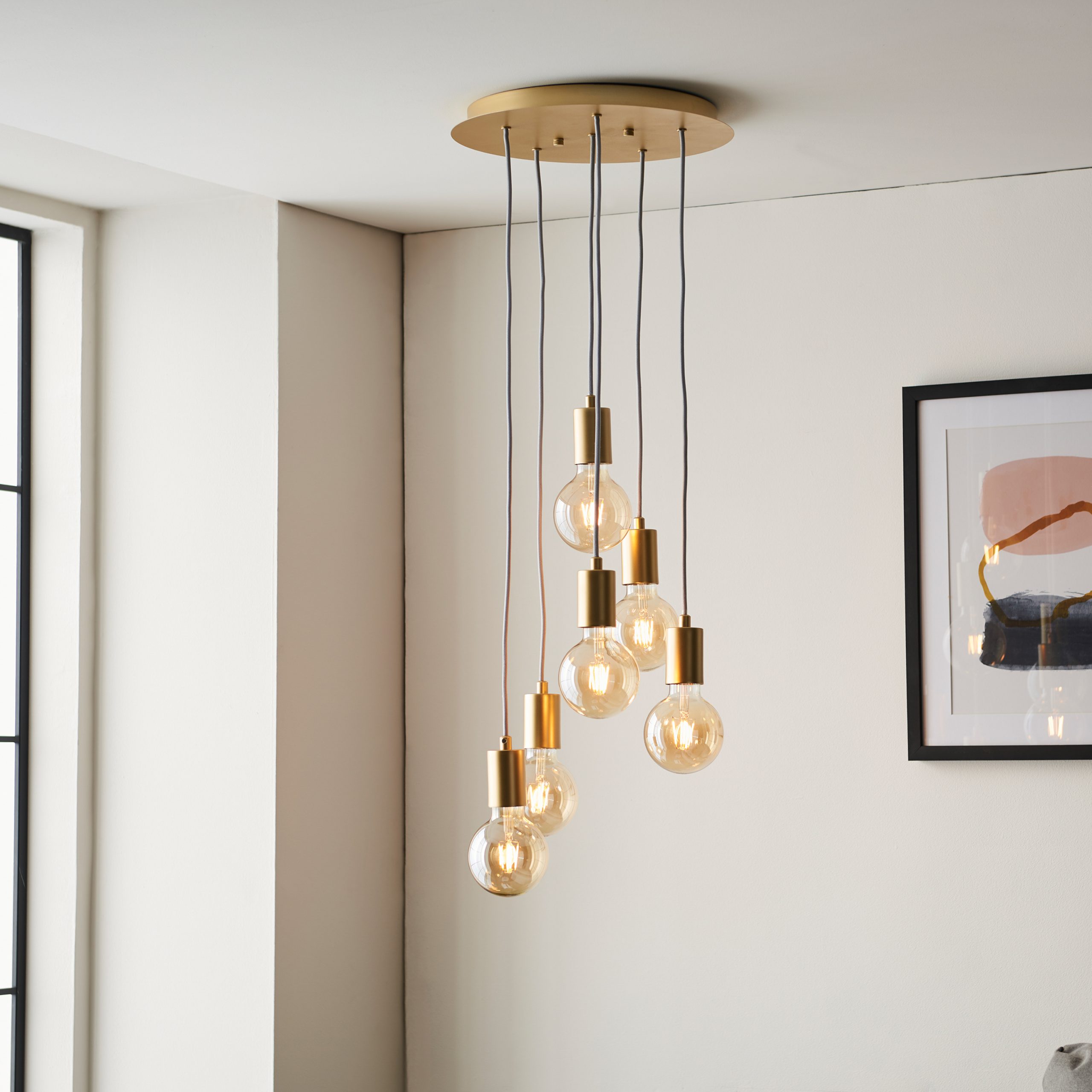 Gallery Direct Studio 6 Pendant Light Satin Brass