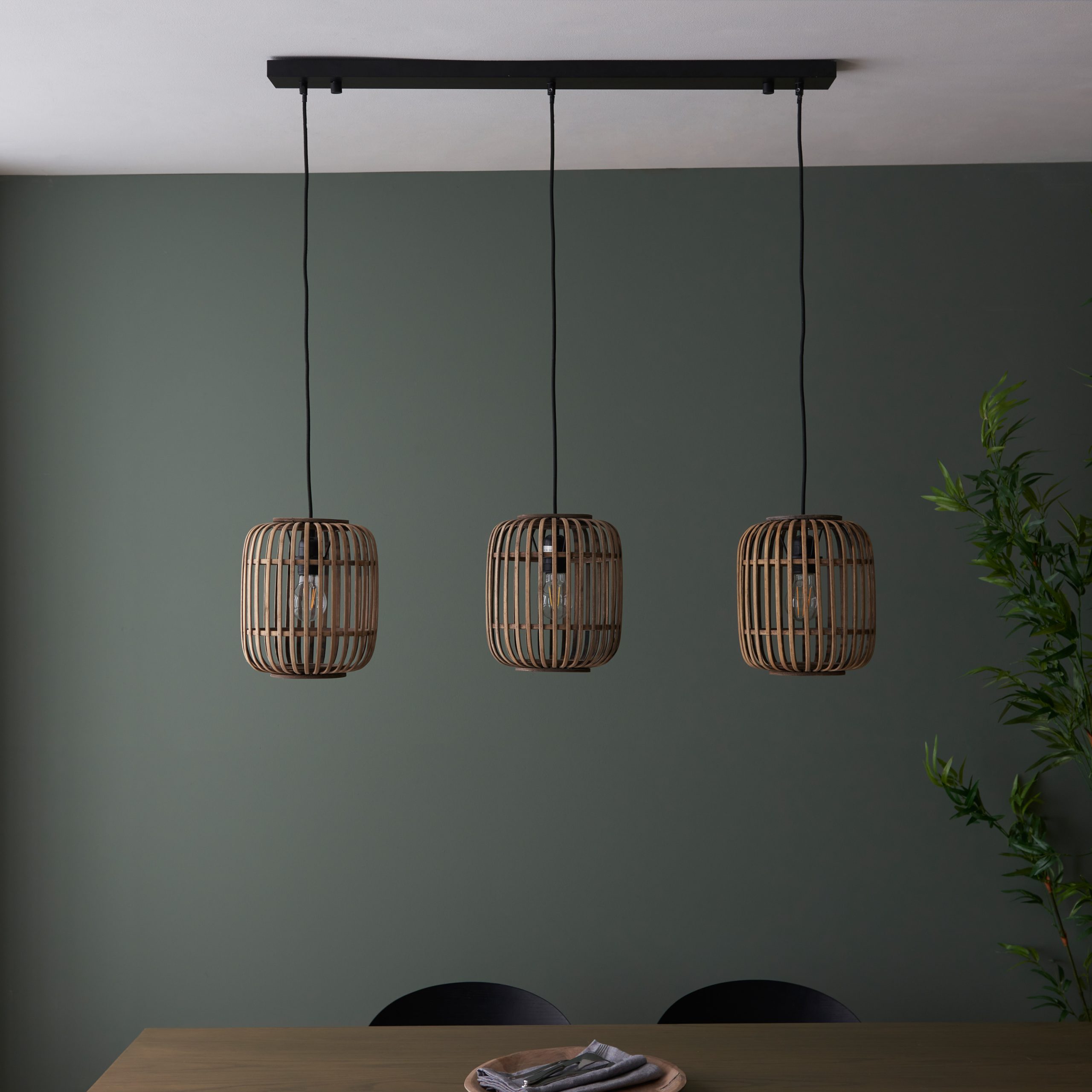 Gallery Direct Mathias 3 Pendant Light Natural Bamboo