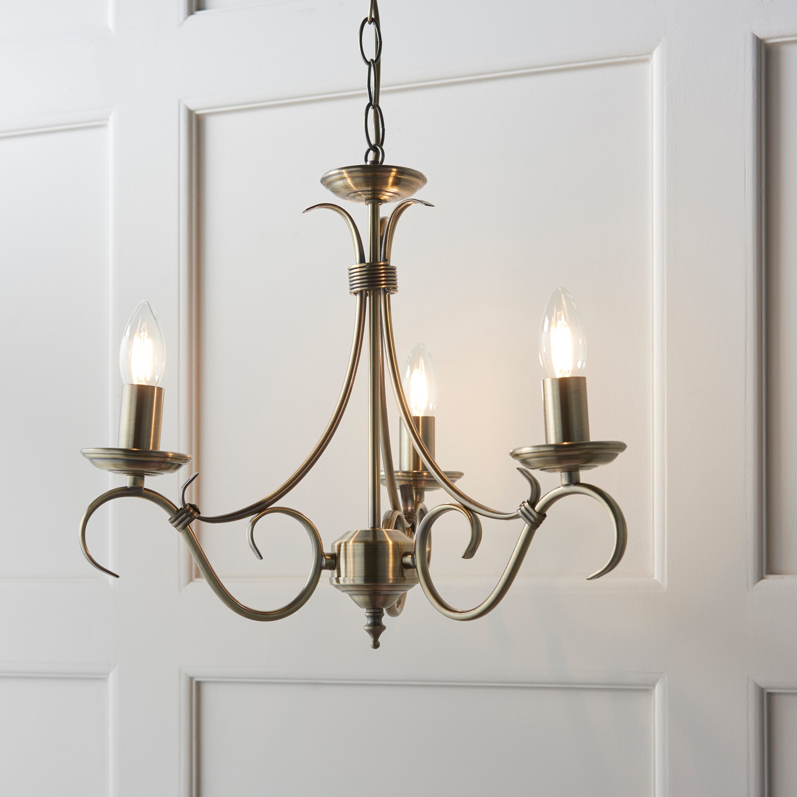 Gallery Direct Bernice 3 Pendant Light Antique Brass