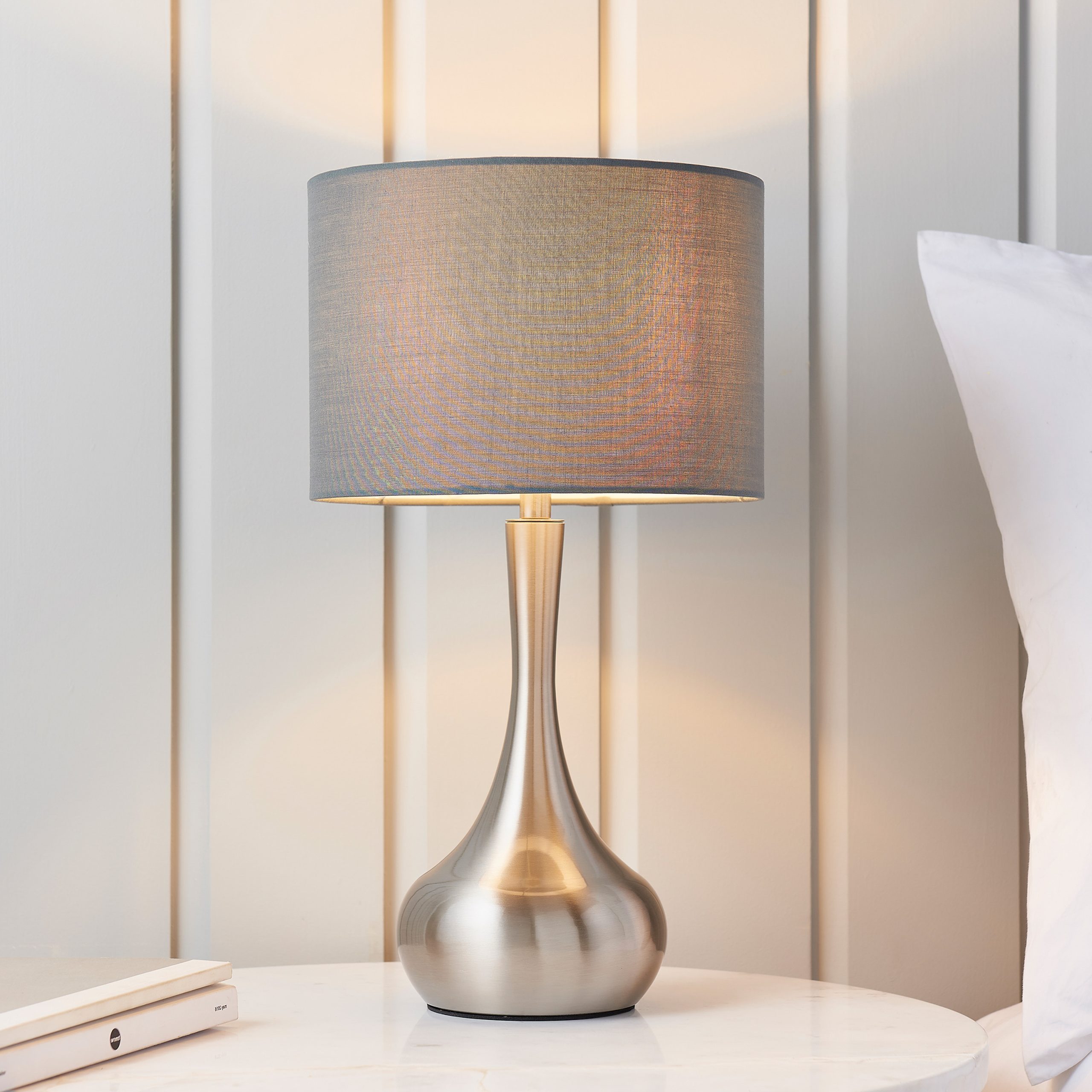 Gallery Direct Piccadilly Table Lamp Nickel & Dark Grey