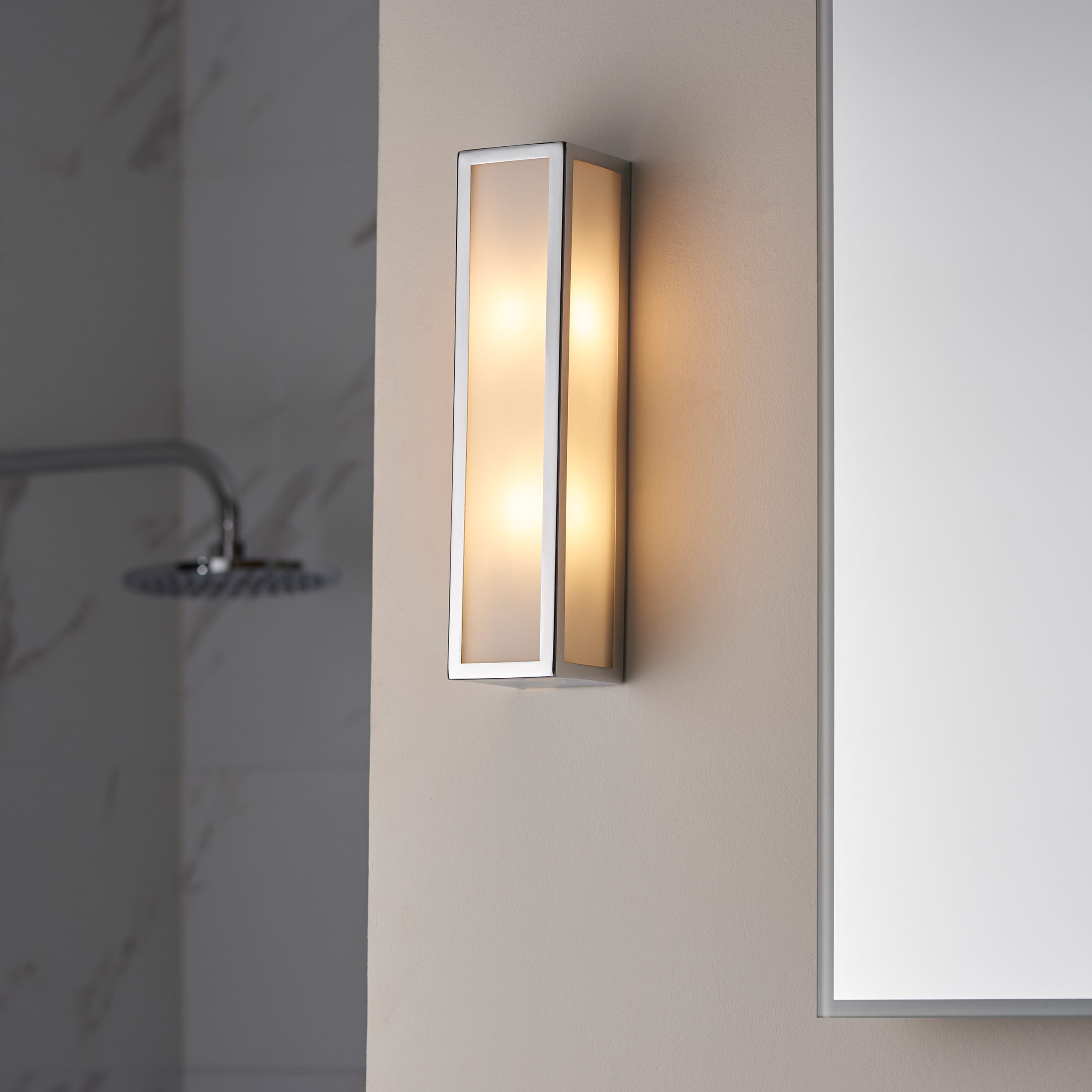 Gallery Direct Newham Bathroom 2 Wall Light  Chrome/Frosted