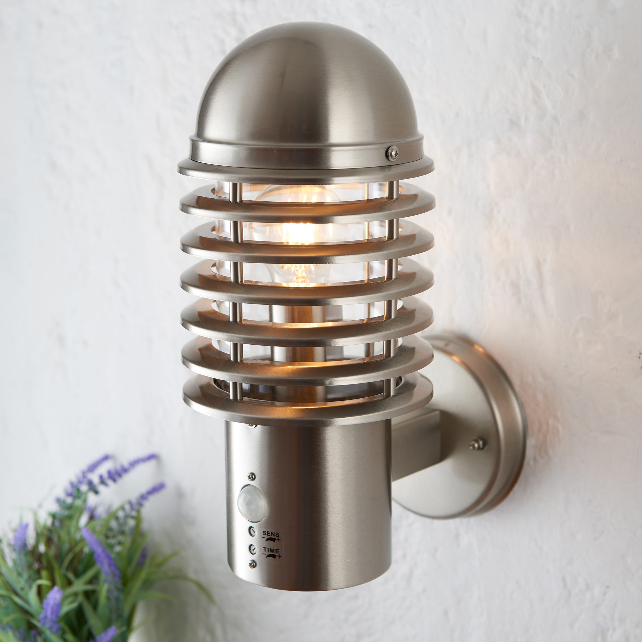 Gallery Direct Louvre PIR Wall Light Brushed Steel